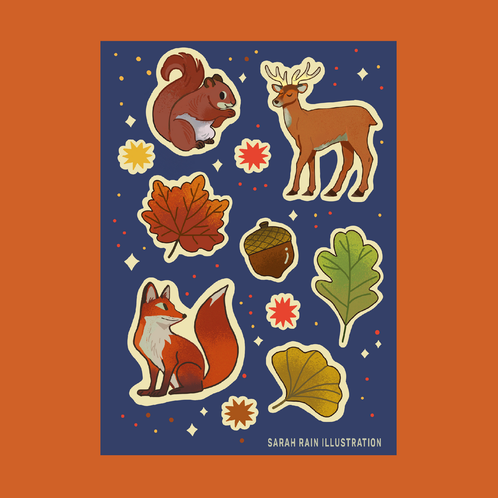 Cute Fall Animals Sticker Sheet